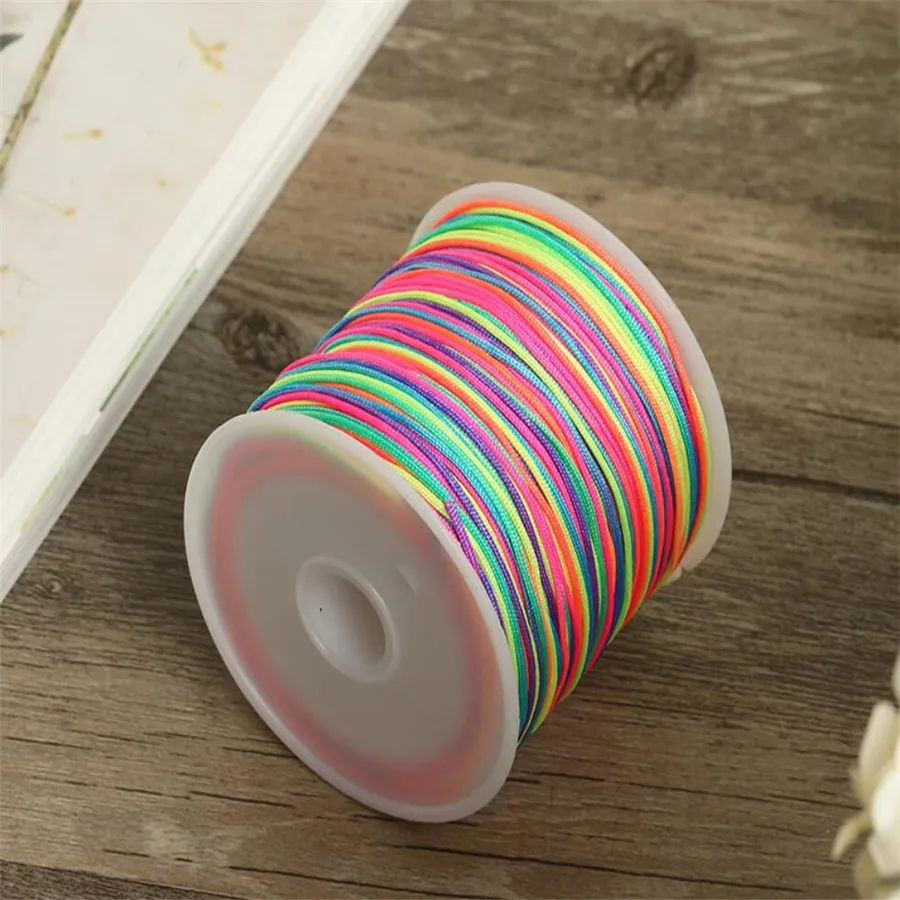 

0.8MM Rainbow Nylon Thread Chinese Knot Macrame Cord for Bracelet Braided String DIY Tassels Beading Shamballa Thread 50 Meters