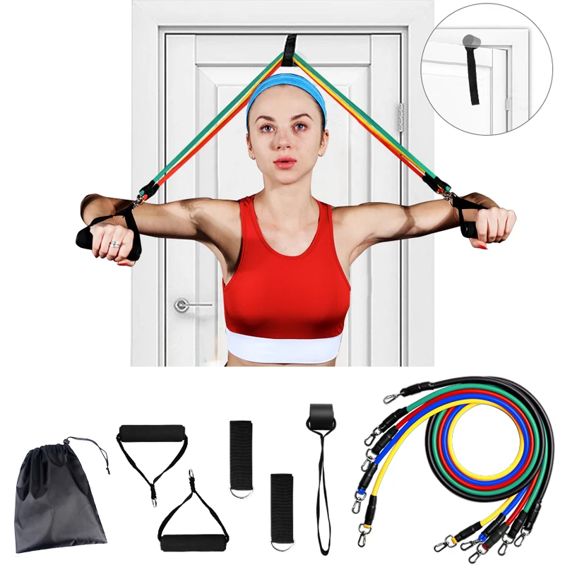 

11 Pieces/Set Latex Tube Resistance Band Multifunctional Fitness Pull Rope Gym Expander Muscle Strength Training Equipment