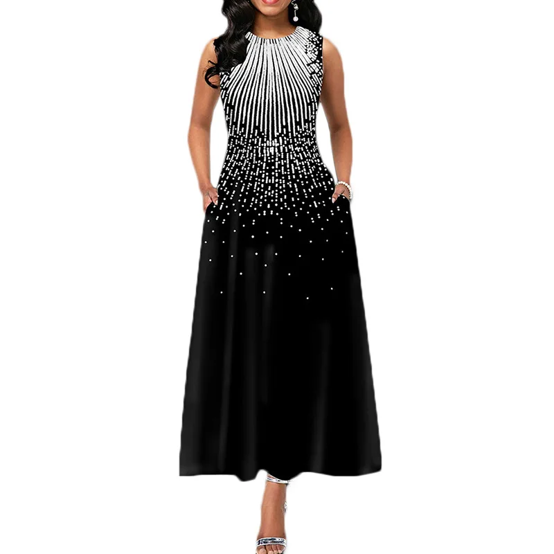 Женское модное платье с принтом и карманами женская летняя повседневная