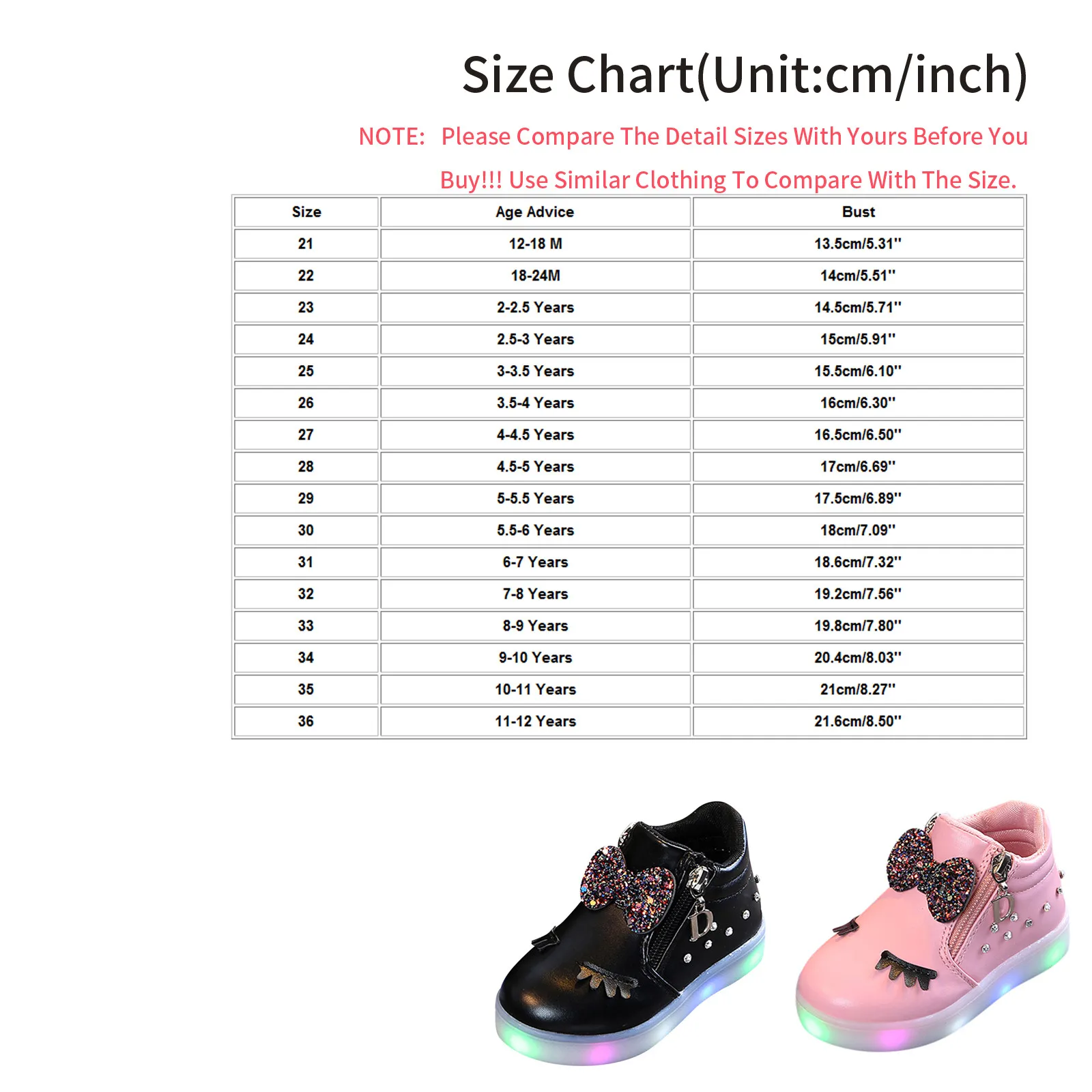 

Kids Baby Infant Girls Crystal Bowknot LED Luminous Boots Sport Shoes Sneakers Fashion Colorful Light Shoes Kid Ultra-light Shoe