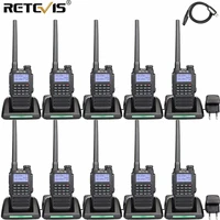 handheld waterproof walkie talkies retevis rt87 5w ip67 vhf uhf dual band scrambler vox amateur radio station communicator 10pcs