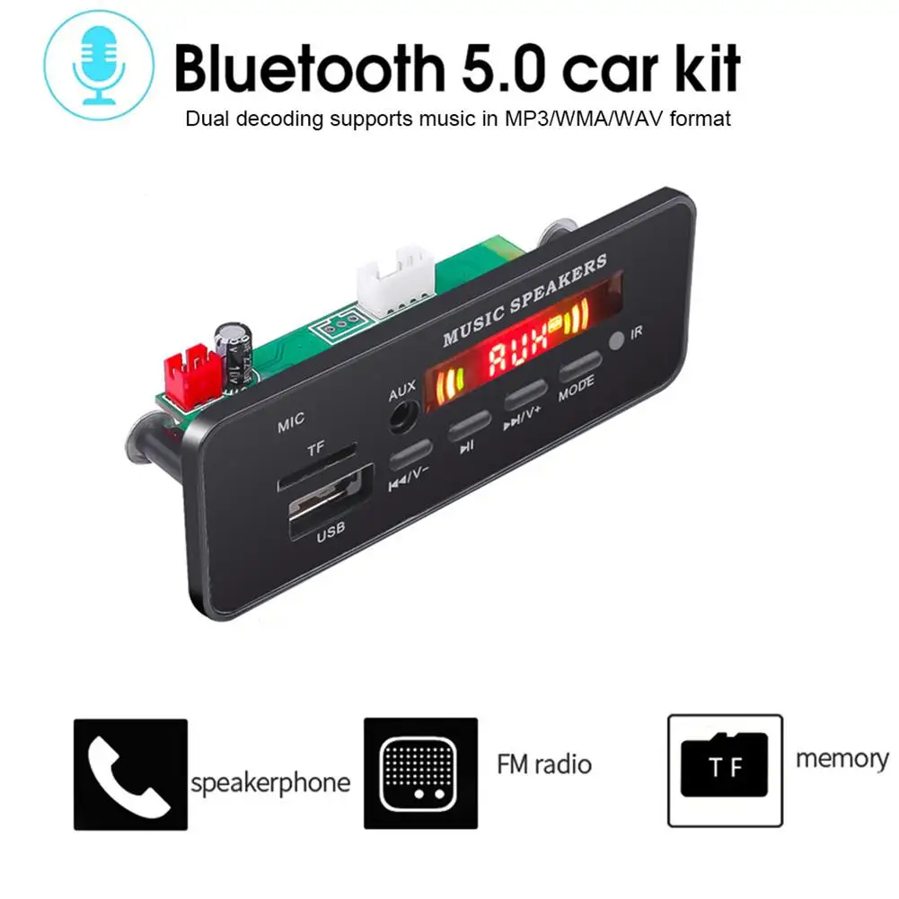 Автомобильный приемник Bluetooth 5 0 mp3-плеер декодер плата цветной экран FM-радио TF USB AUX