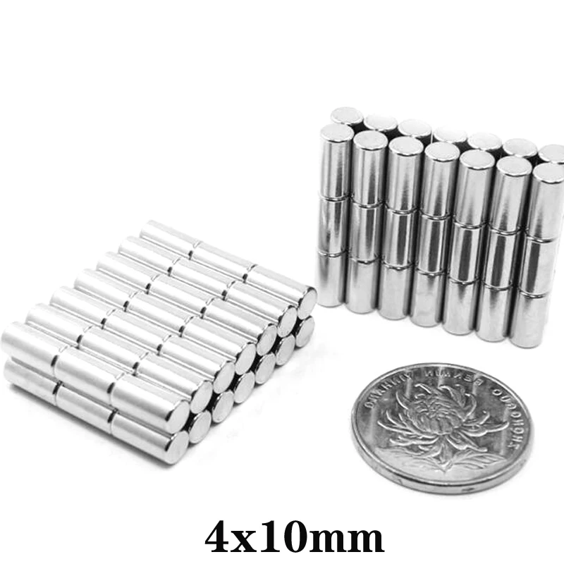 

20~500pcs 4x10 mm Strong Cylinder Rare Earth Magnet 4mmx10mm Round Neodymium Magnets 4x10mm N35 Mini Small Magnet disc 4*10 mm