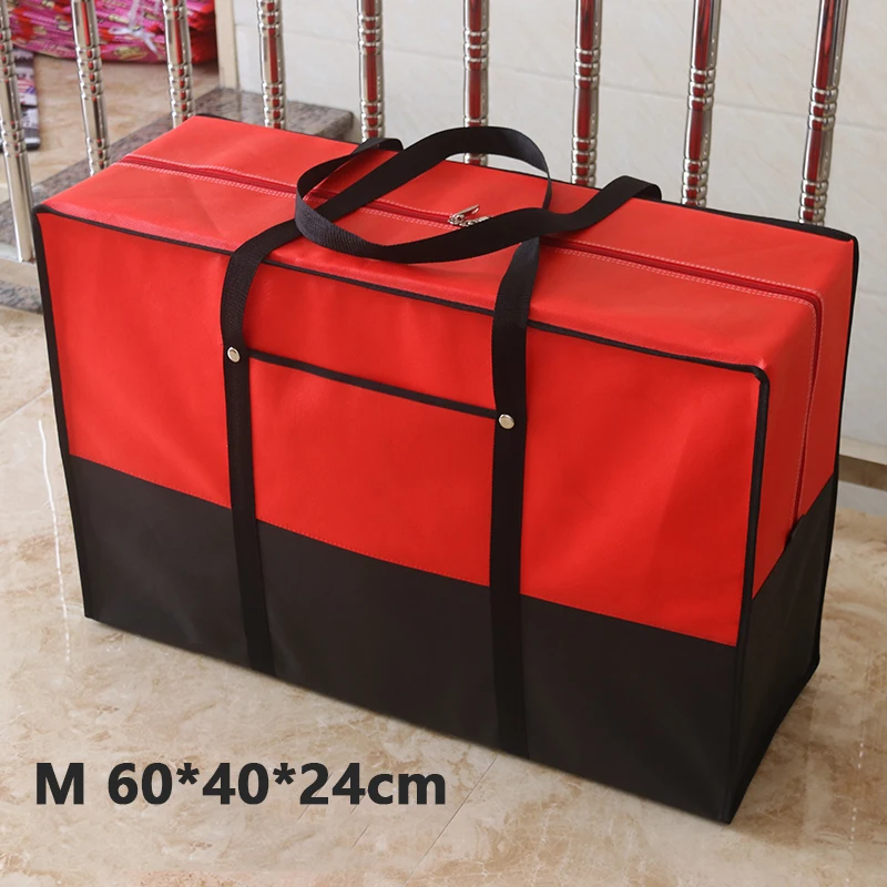 RED M 60x40x24cm Переносная большая сумка из водонепроницаемого холста, Большая вместительная Мужская Дорожная сумка из ткани Оксфорд, стеганая сумка, упаковка для багажа - Цвет: RED M 60x40x24cm