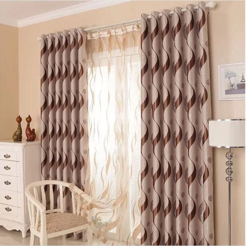 Китайские классические затемняющие занавески S в полоску из хлопка и полиэстера