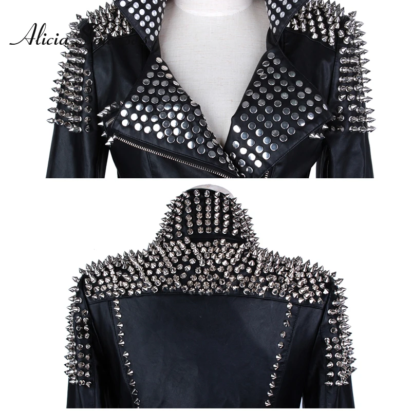 Женский кожаный ошейник с шипами красный для питомцев|cazadora cuero mujer|red leather jacket