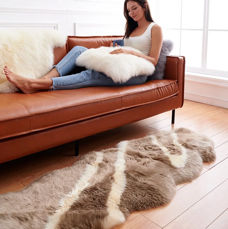 Online Lüks Tüylü Halı Doğal Avustralya Koyun Postu Kilim Sandalye Kılıfı Yatak Odası Mat Yün Sıcak Tüylü Halı Koltuk Tekstil Kürk Alan Kilim