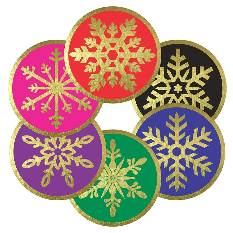 

Christmas Snowflake Stickers 80Pcs/Pack 2 Inch Gold Foil Stamping Labels for Christmas Gift Envelope Sealing Stationery Stickers
