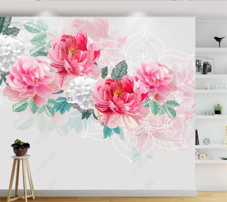 Обои Milofi на заказ ручная роспись Акварельные Цветы современный минималистичный