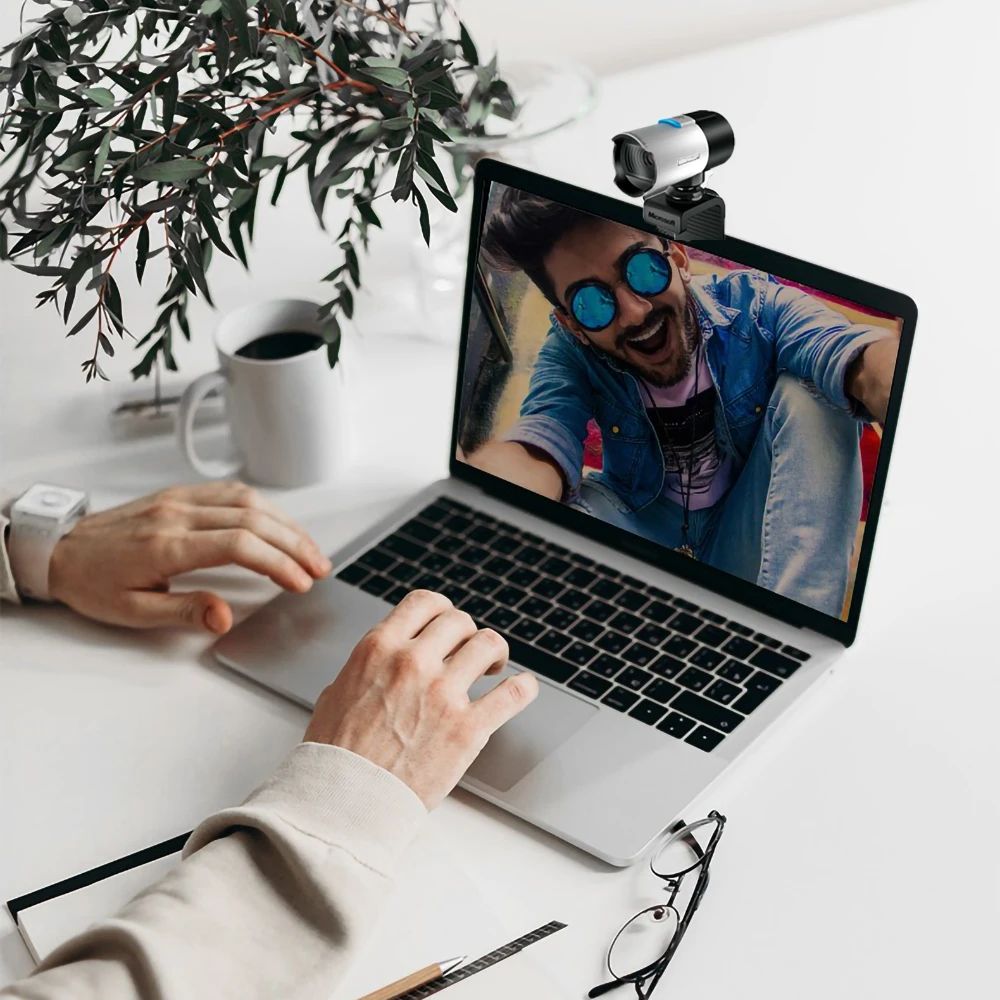 Webcam 1080P Original Microsoft, Mini USB Camera HD 720P with High Definition Tripod for PC Laptops Computer Video Calling