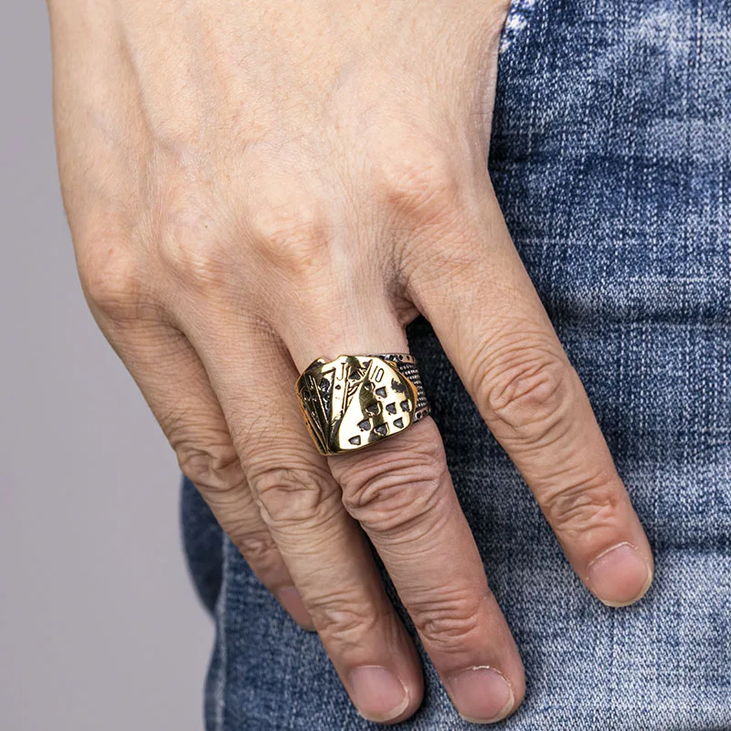 Кольца с изображением Покера из титановой нержавеющей стали в стиле панк рок для