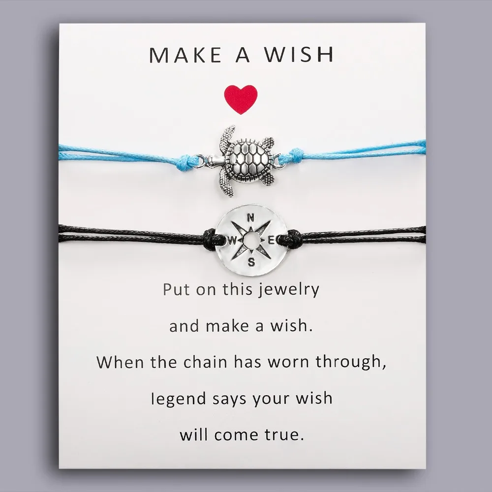 Belleper Make a Wish/Friendship/Mom Love Card Turtle Adjustable Fashion High Quality Bracelet Charm Female New Unique Jewelry