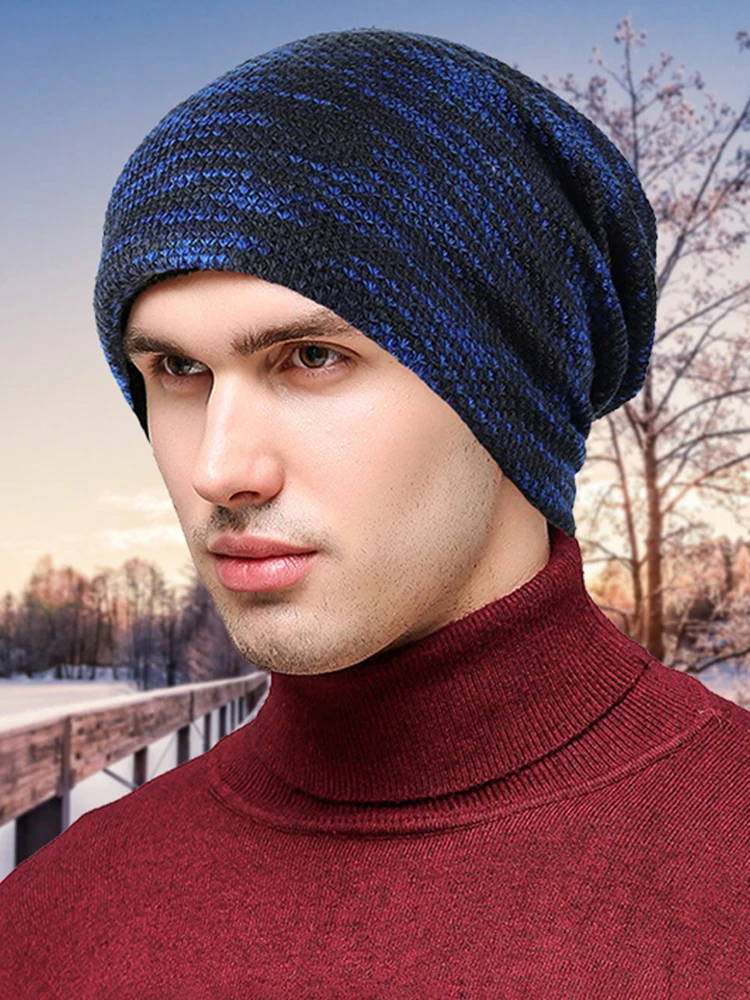 

Q Outdoor Plush Hat for Men Women Korean Style Keep Warm Fashion Suitable Headgear Elastic Colorful Striped Knitted Cap 2020 New