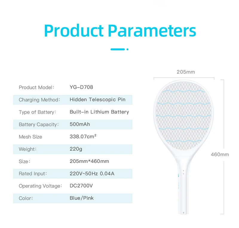 

Zapper Rechargeable Bug Zapper Summer Home Bug Insect Racket DC 2700V Electric Mosquito Killer Electric Insect Racket Swatter