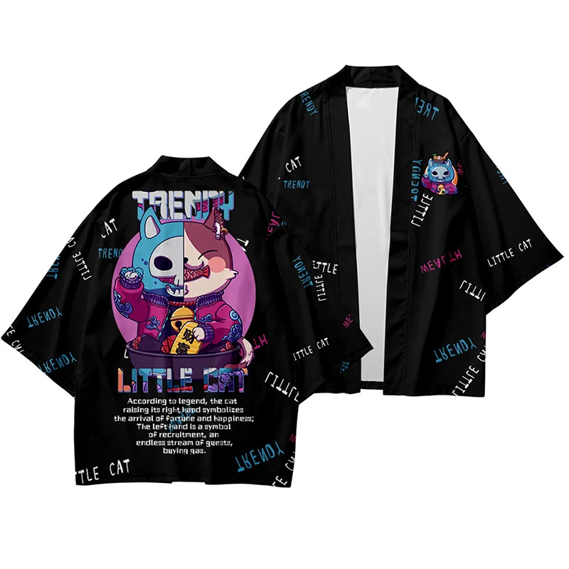 Крутая модная маска лисы кимоно рубашка 3d впечатление хип-хоп стиль мантия