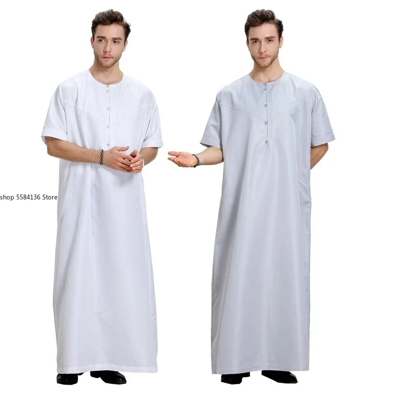 Summer Abayas Eid Musulman De Mode Homme Man Abaya Muslim Dress Robe Saudi Arabia Kleding Mannen Kaftan Oman Islam Clothing