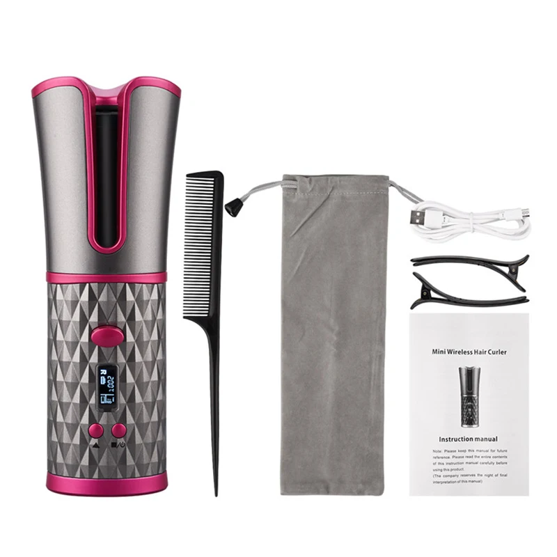 

Automatic Rotating Hair Curler USB Rechargeable Curling Iron LED Display Temperature Adjustable styling Wave Styer for Dysonn