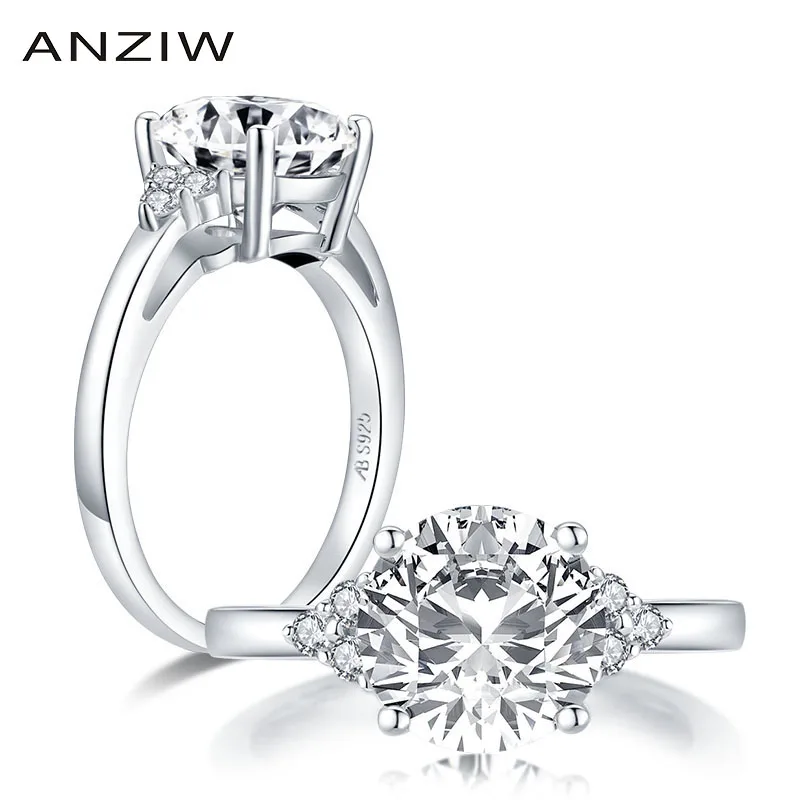 

ANZIW Fashion 925 Sterling Silver 2.65 Carat Round Cut Engagement Ring Simulated Diamond Wedding Silver Ring Jewelry Gifts