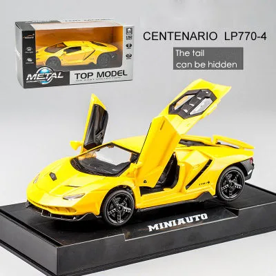 Yellow With Box Горячая LP770 1:32 RC автомобиль сплав спортивная модель автомобиля звук светильник супер гоночный автомобиль задний откидной обода сплавочных колес игрушки для детей - Цвет: Yellow With Box