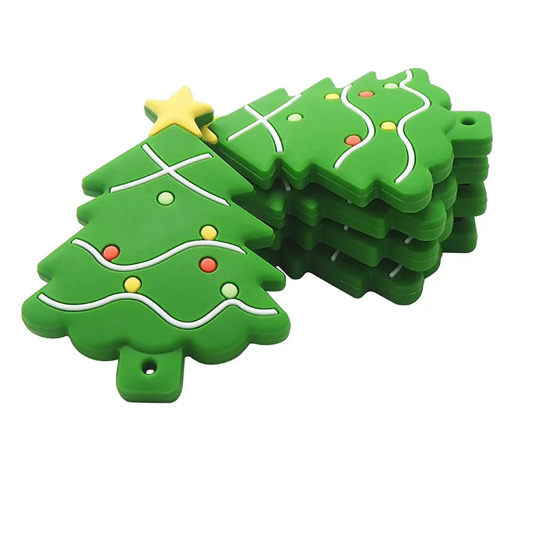Chenkai-mordedor de silicona para &aacute;rbol de Navidad, cadena de mordedor para beb&eacute;, colgante, collar, juguete, 5 uds.-1