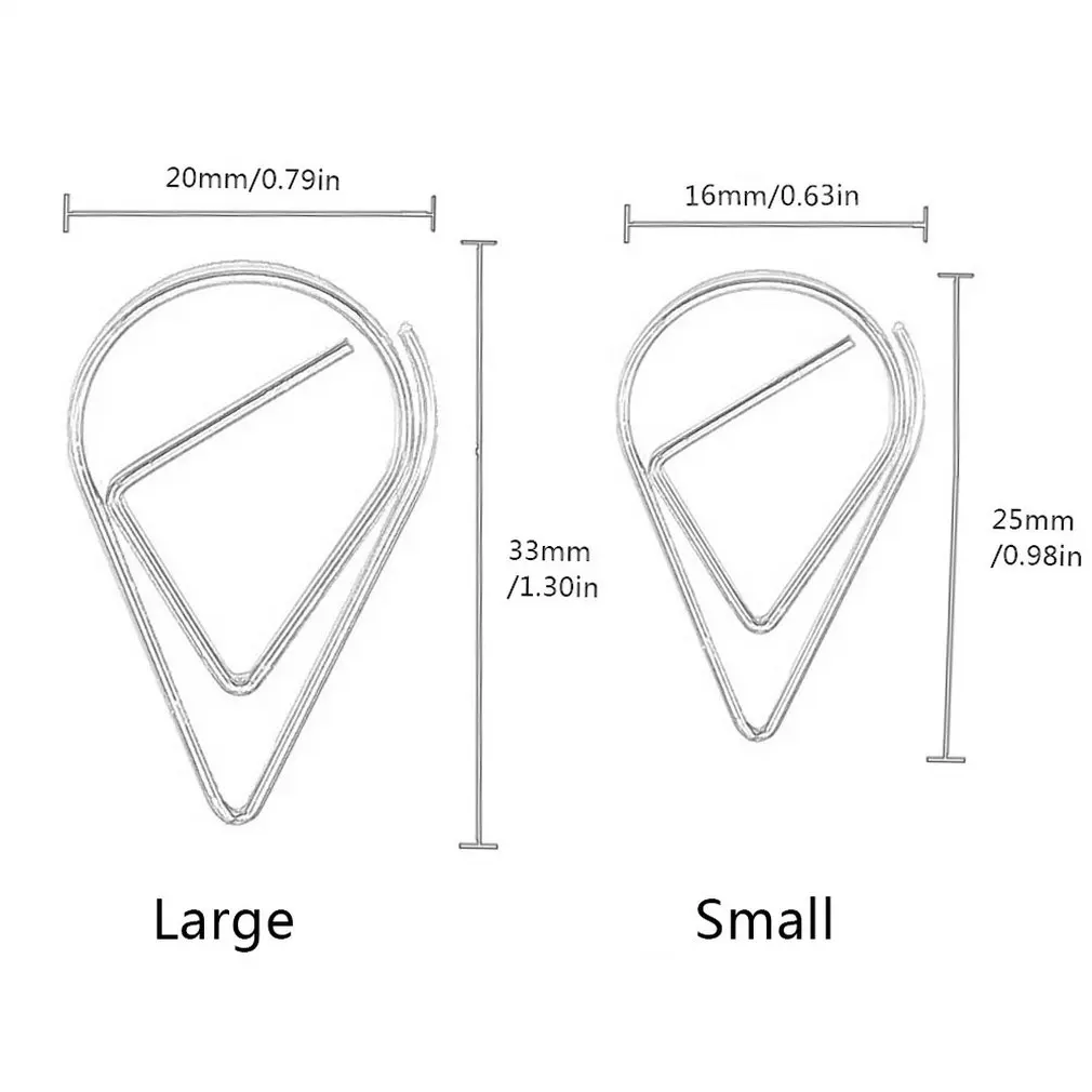 

10pcs/pack Metal Water droplets Shape Paper Clips Colorful Kawaii Bookmark Office School Stationery Marking Album Clips