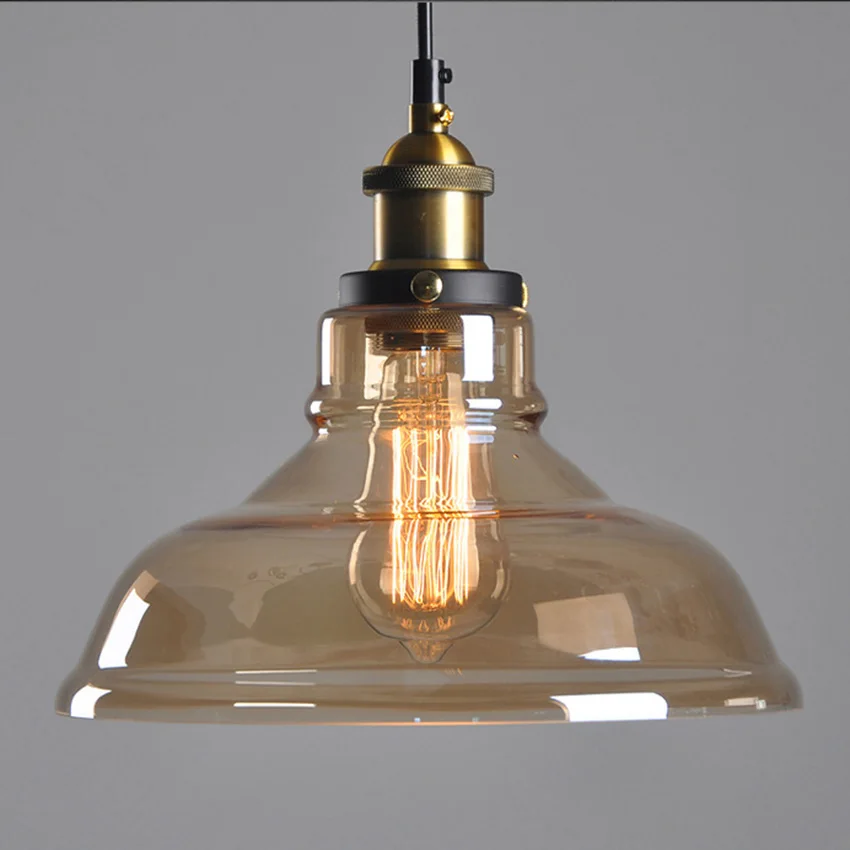 Американский деревенский стеклянный подвесной светильник Ретро диаметр 28 см