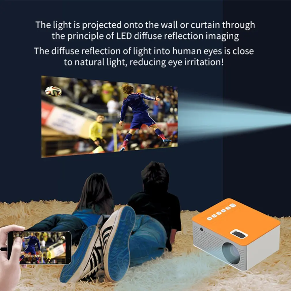 

UC28D Mini Projector LED Portable Home USB Mobile Phone 10 ANSI 480*272 TF card AV IR 5V 2A U disk DVD TV BOX 3.5MM AV