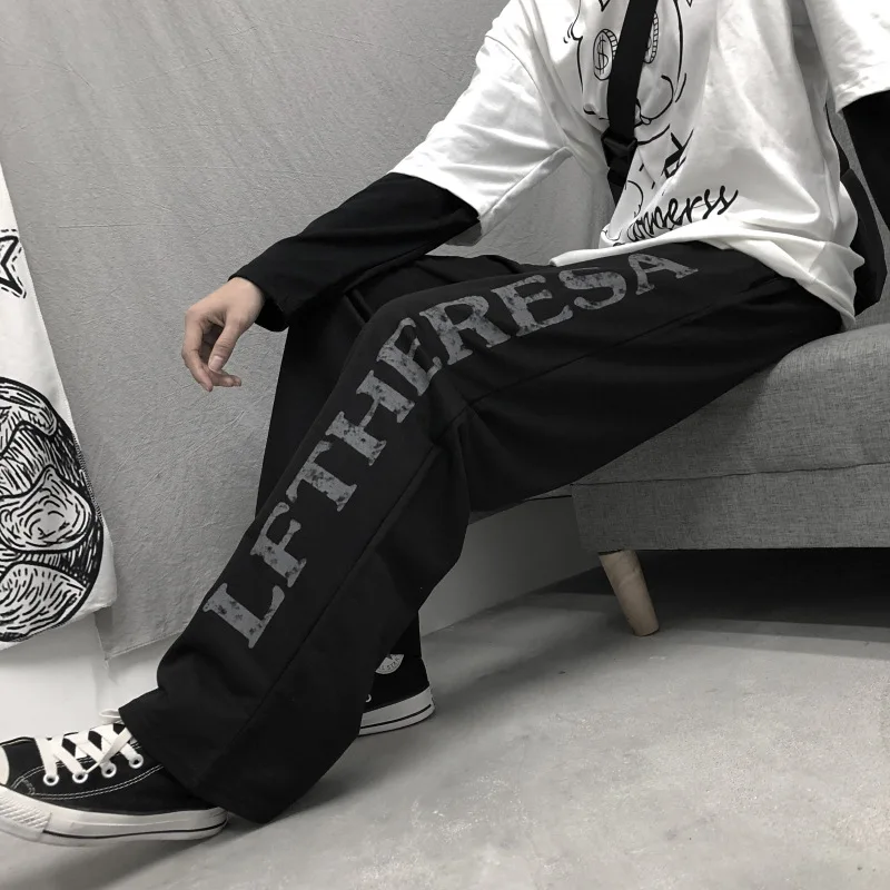 Мужские свободные брюки с широкими штанинами повседневные Прямые спортивные в