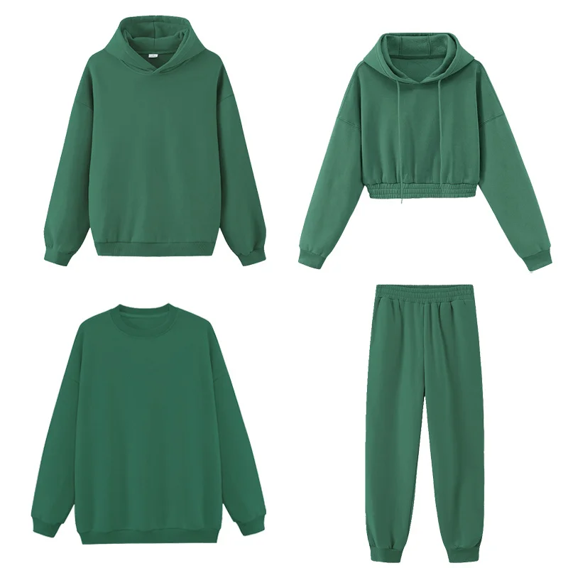 

Toppies 2021 Autumn Winter women fashion long sleeve Fleece Hooded Sweatshirts + Fleece warm pants Solid color Sportswear