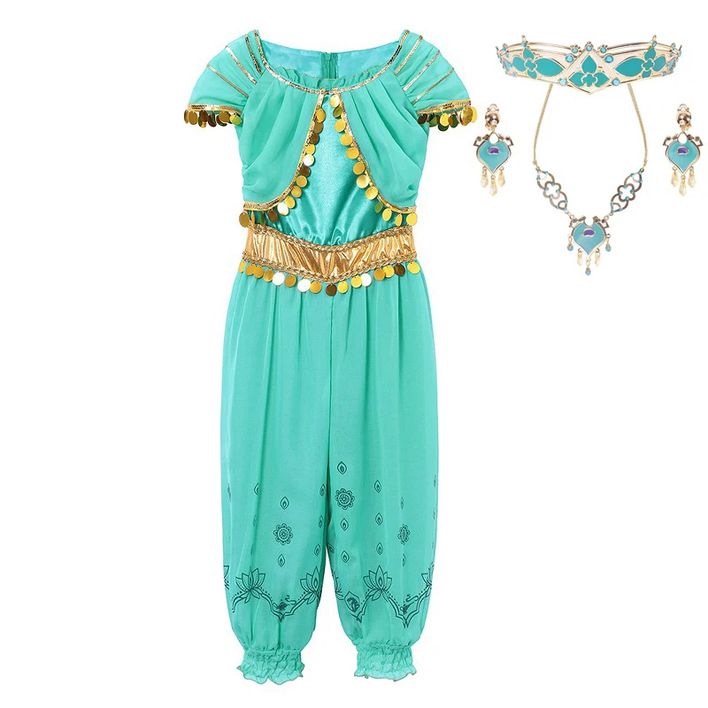 Костюм принцессы жасмин маскарадный костюм для девочек с лампочкой Аладдина