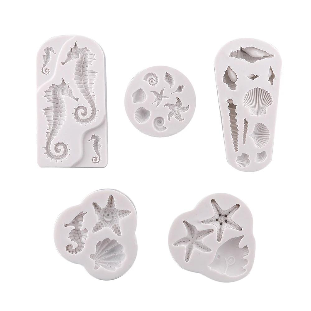 Cake Silicone Mold Sea Shell Starfish Conch Ocean 3D Chocolate Fondant Soap Resin Mould Decorating Tools |