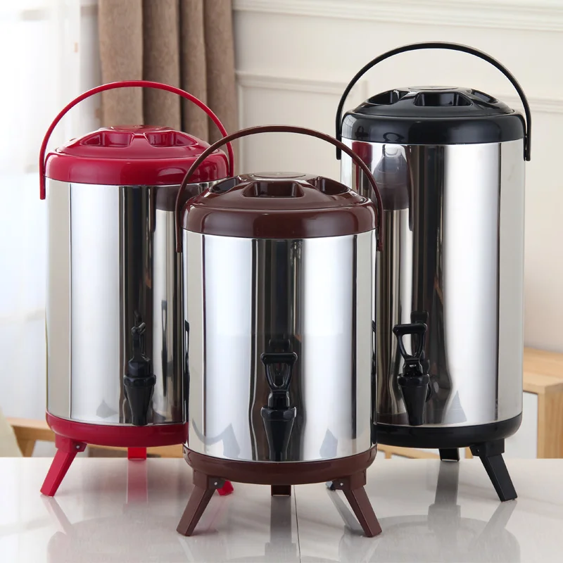 

8L10L12L Commercial Bucket with Tap Milk Tea Barrel Double InsulatedBarrel Coffee juice soy Milk Barrel tea Bucket Containers