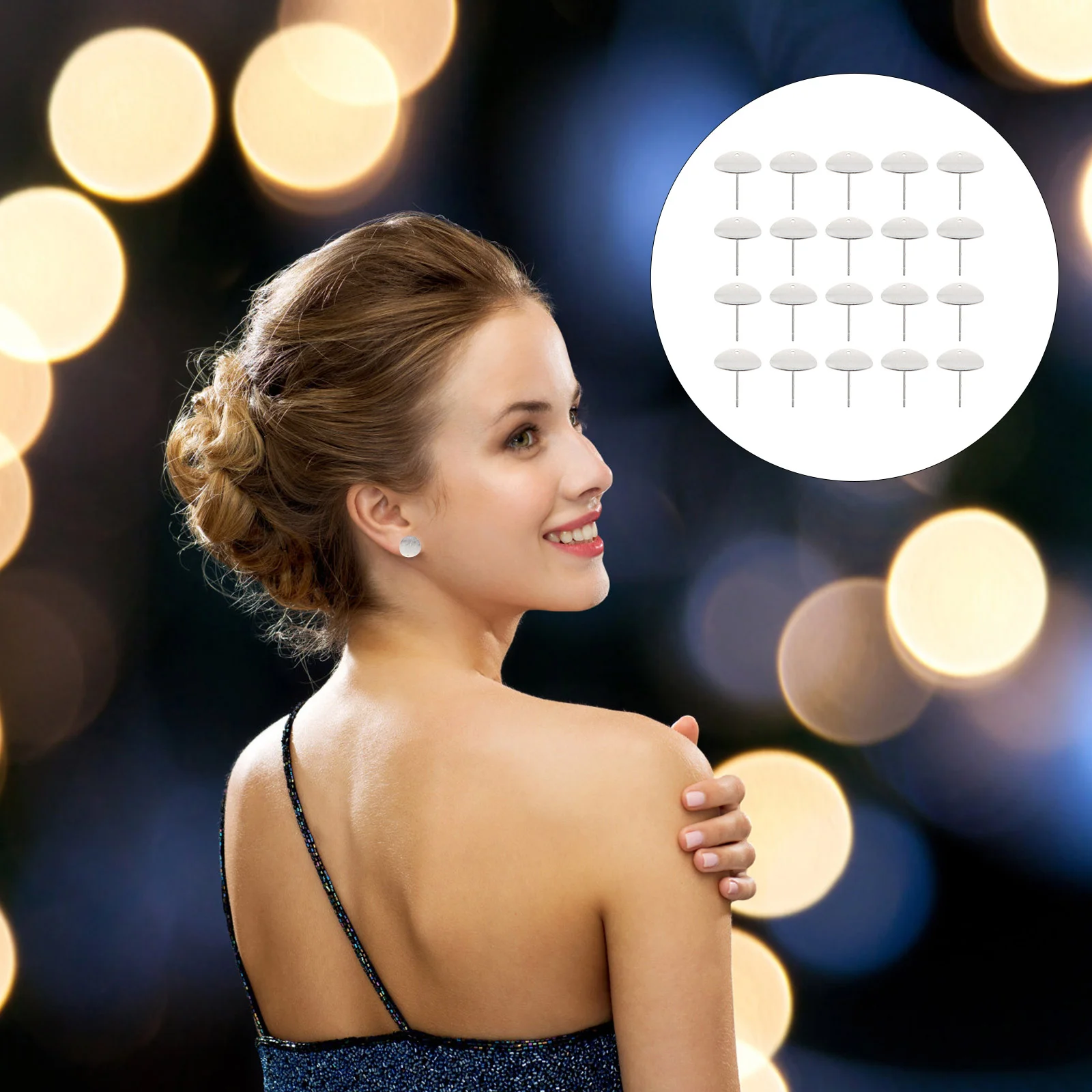 

20 шт., круглые плоские серьги-гвоздики