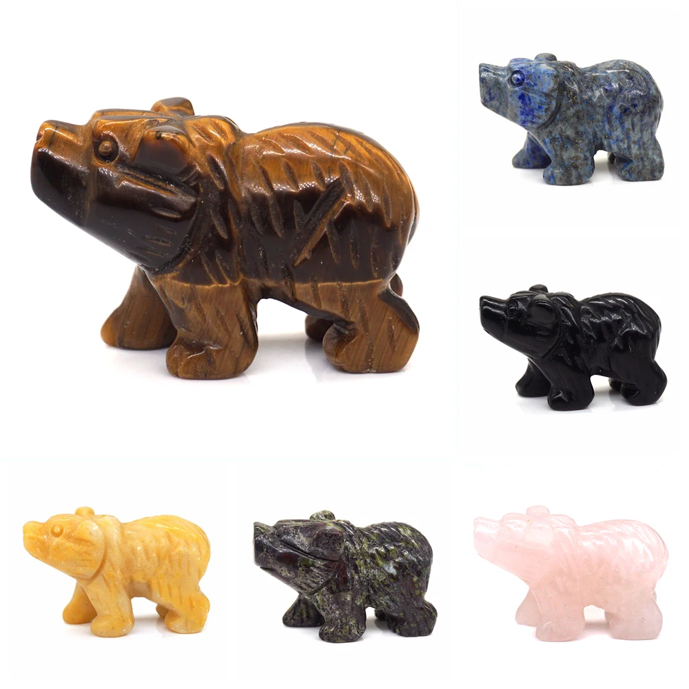 Фигурка из драгоценного камня 1 5 дюйма статуэтка медведя натуральный камень
