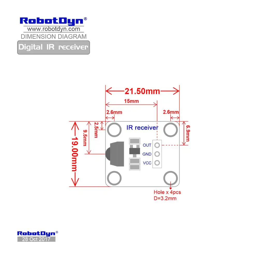 Цифровой ИК приемник RobotDyn совместимый с платами Arduino для электронных проектов