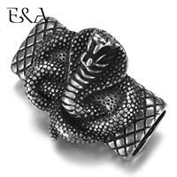stainless steel slider beads cobra 126mm hole slide charms for men leather bracelet punk jewelry making diy supplies
