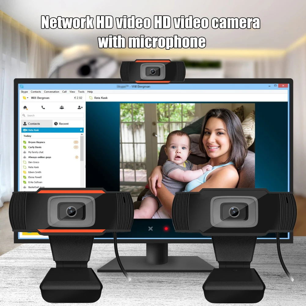 Веб-камера HD 480P/720P/1080P USB камера с возможностью поворота на 30 градусов для записи