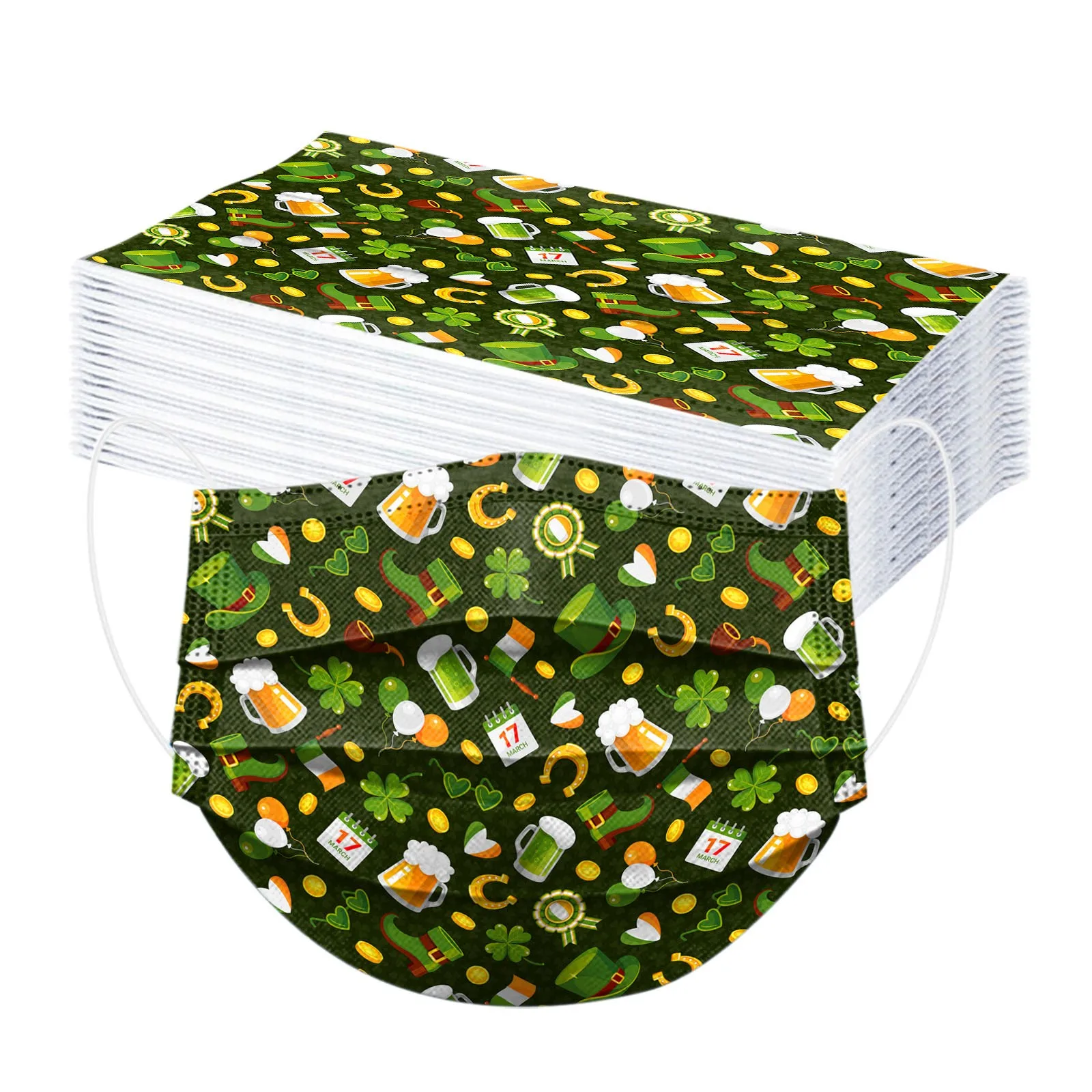 

face mask masque enfant mascarilla 30PCS Adult St. Patrick' Day Disposable Face Mask 3 Ply Earloop Anti-PM2.5 Masks cosplay