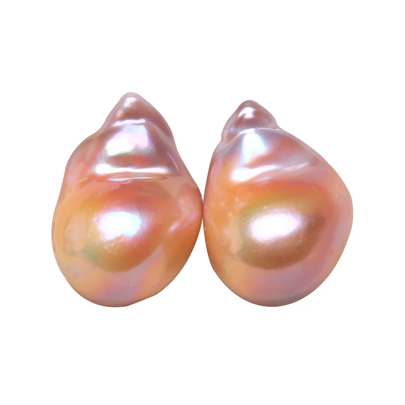 Нестандартные бусины с натуральным жемчугом Разноцветные длинные серьги пара