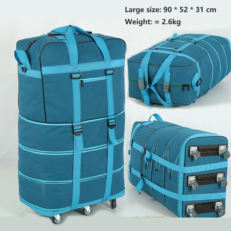 Big sky blue Складной чехол на колесиках 158, авиационная сумка с колесиком, дорожная сумка, большая вместительность, ткань Оксфорд, для путешествий за границу, сумка для багажа - Цвет: Big sky blue
