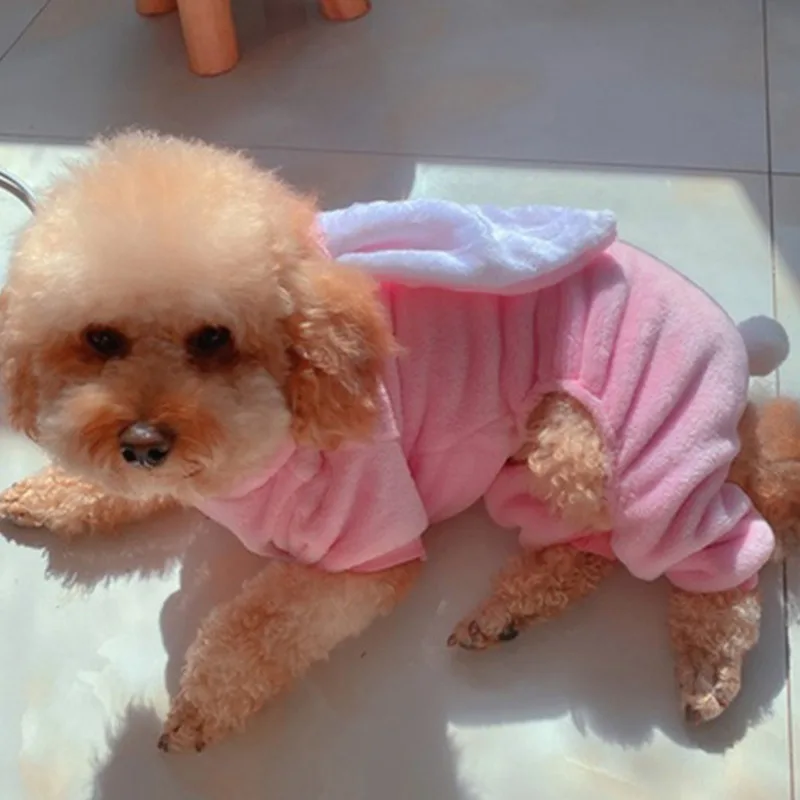

Soft Flannel Pet Clothes Yorkshire Teddy Small Dog Cartoon Suit Autumn winter Warm Plush Rompers For Puppy Cat Clothes