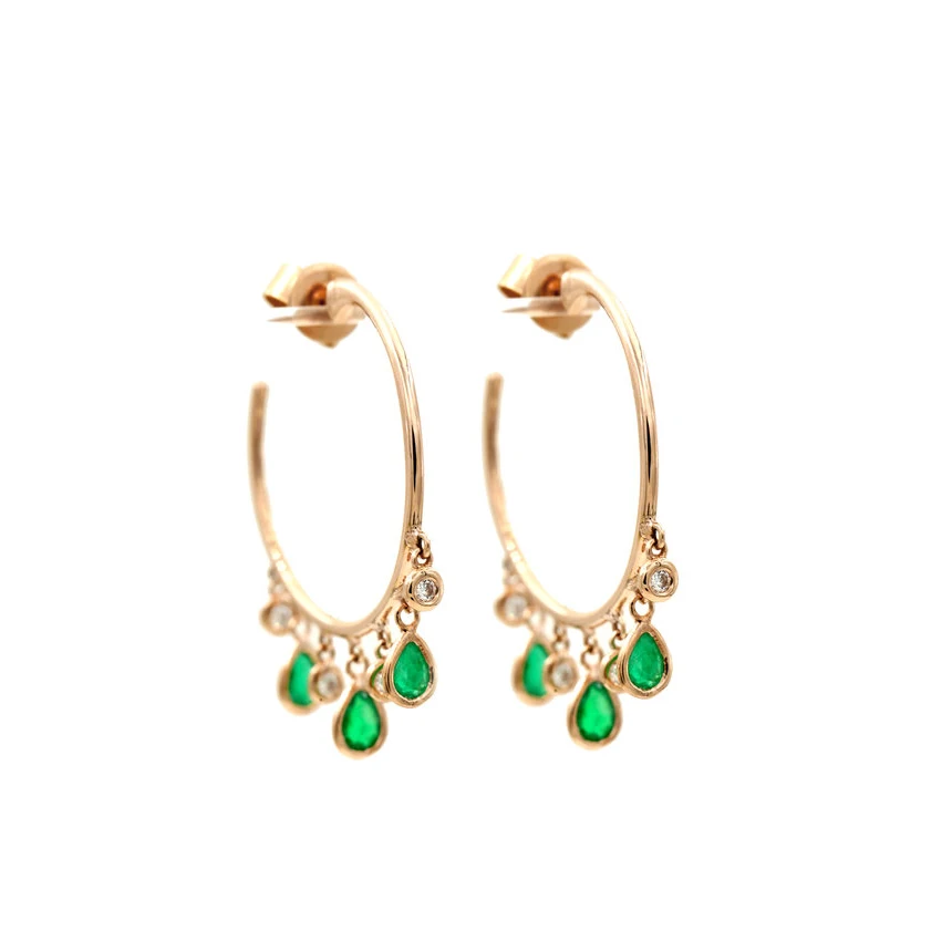 

Green white cz drop charm dangle earring Gold filled colorful cz geometric trendy jewelry