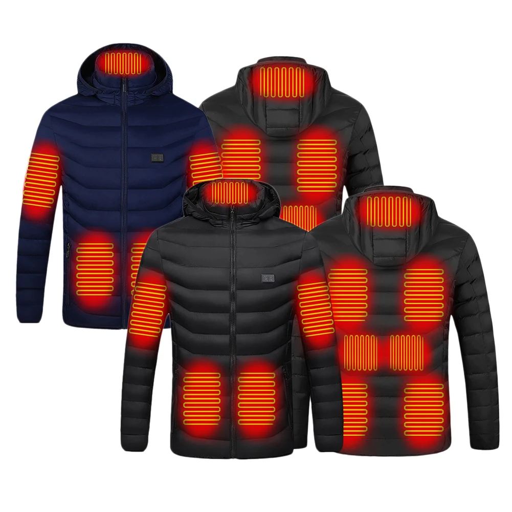 New 11 Areas Heated Jackets Fashion Men Women Winter Outdoor Electric Heating Jackets USB Charge Thermal Coat Winter Heated Hunt