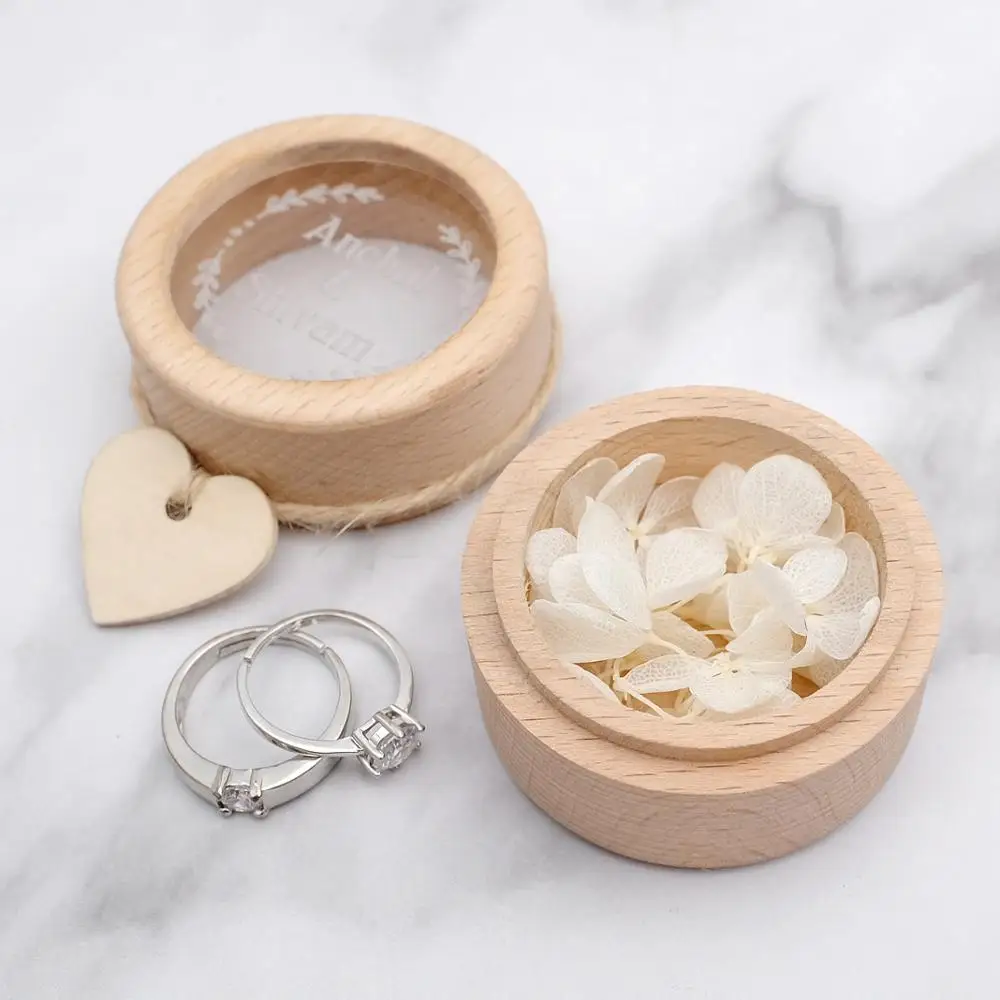 Коробка для свадебных колец Персонализированная деревянная коробка простой