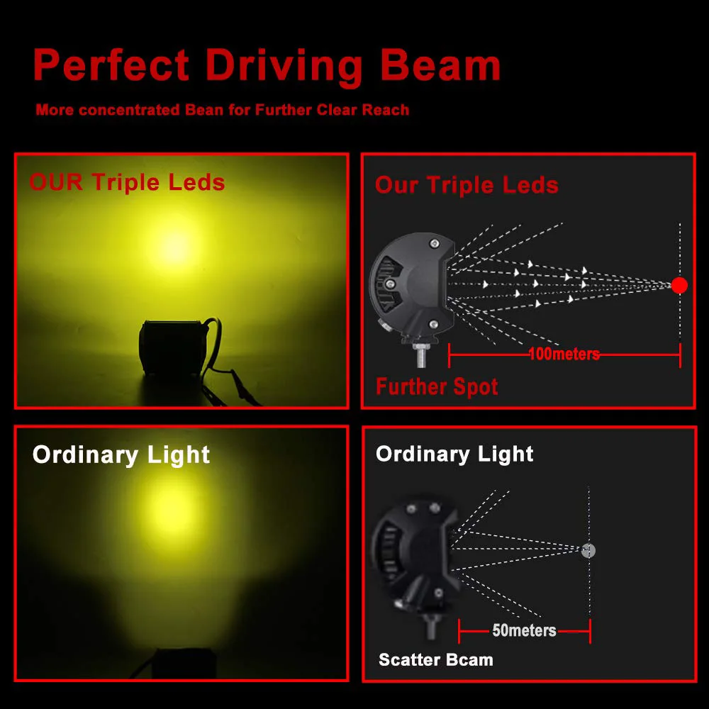 LYKAS 4D светодиодный рабочий свет 12 в 24 36 Вт 4 дюйма бар 3000 К 6000 для автомобиля