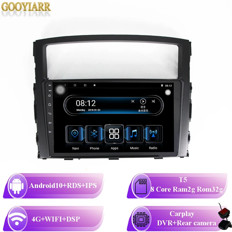 2din Android10 car stereo radio 8core ram4g rom64g car Multimedia Player for Mitsubishi Pajero V97 V93 with carplay dsp 4g DVR