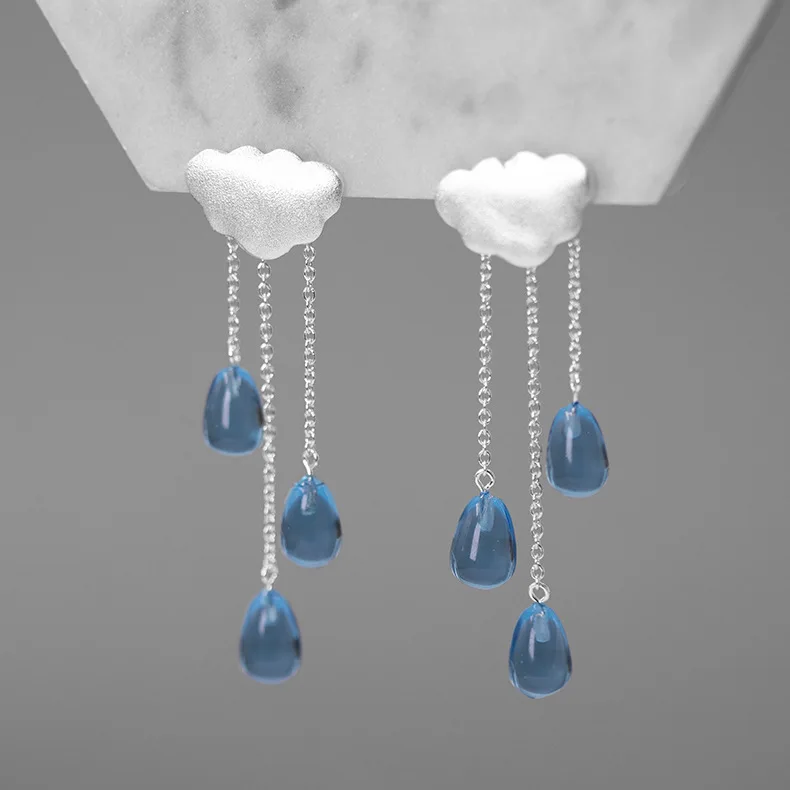 Женские серьги подвески INATURE из стерлингового серебра 925 пробы с синими