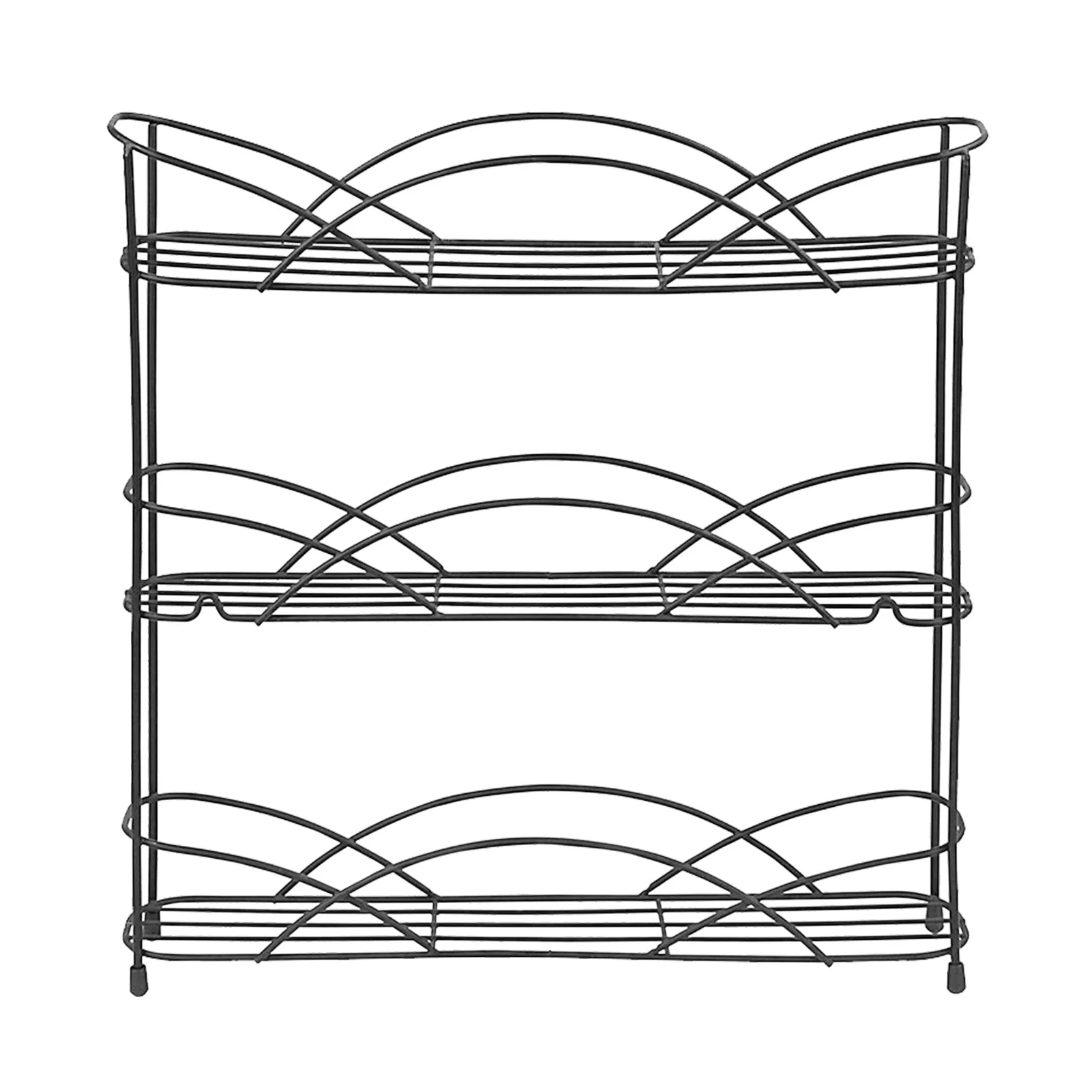 

3 Tiers Durable Open Structure Storage Rack Kitchen Bathroom Countertop Stand Seasoning Bottle Holder Iron Art Large Capacity