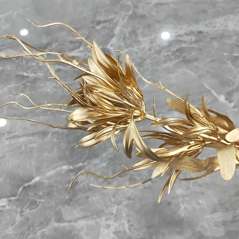 Искусственные золотые растения листья Рождественский Декор украшение для дома