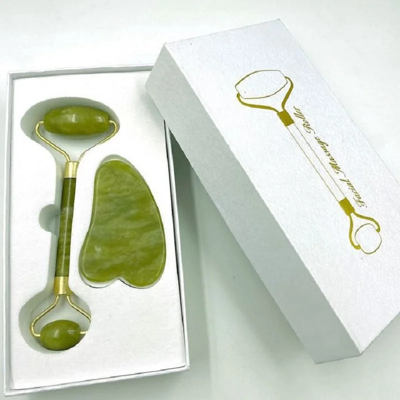 

Facial Massager Roller Natural Jade Stone Guasha Board Scraper Set Face Lift Skin Relaxation Slimming Beauty Skin Care